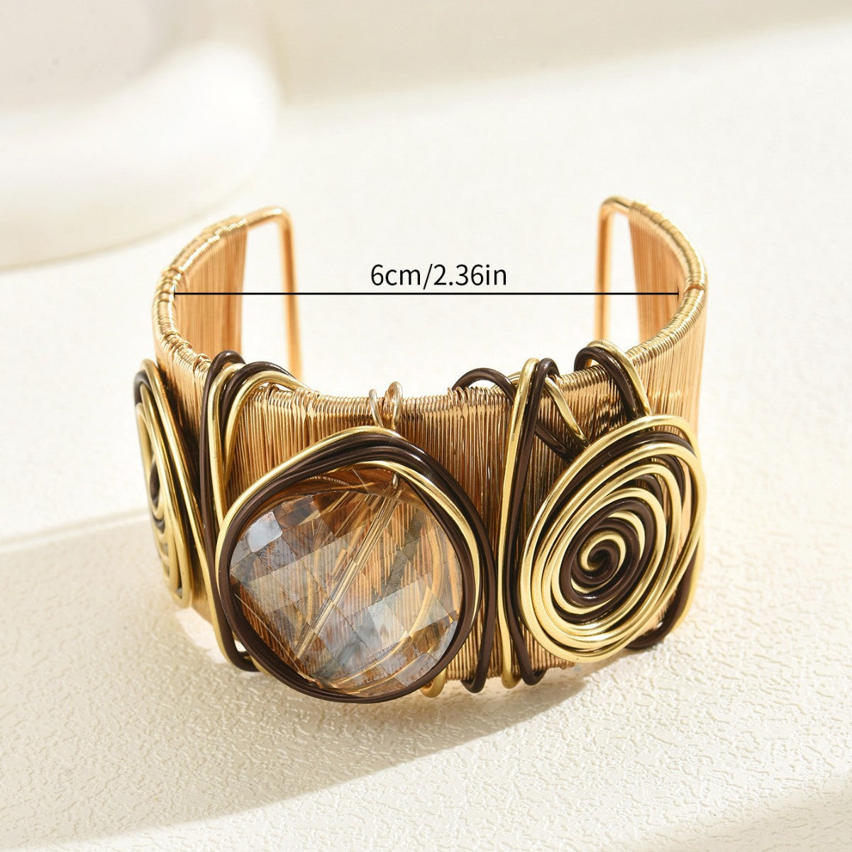 Vintage Wide Open Gemstone Metal Bracelets