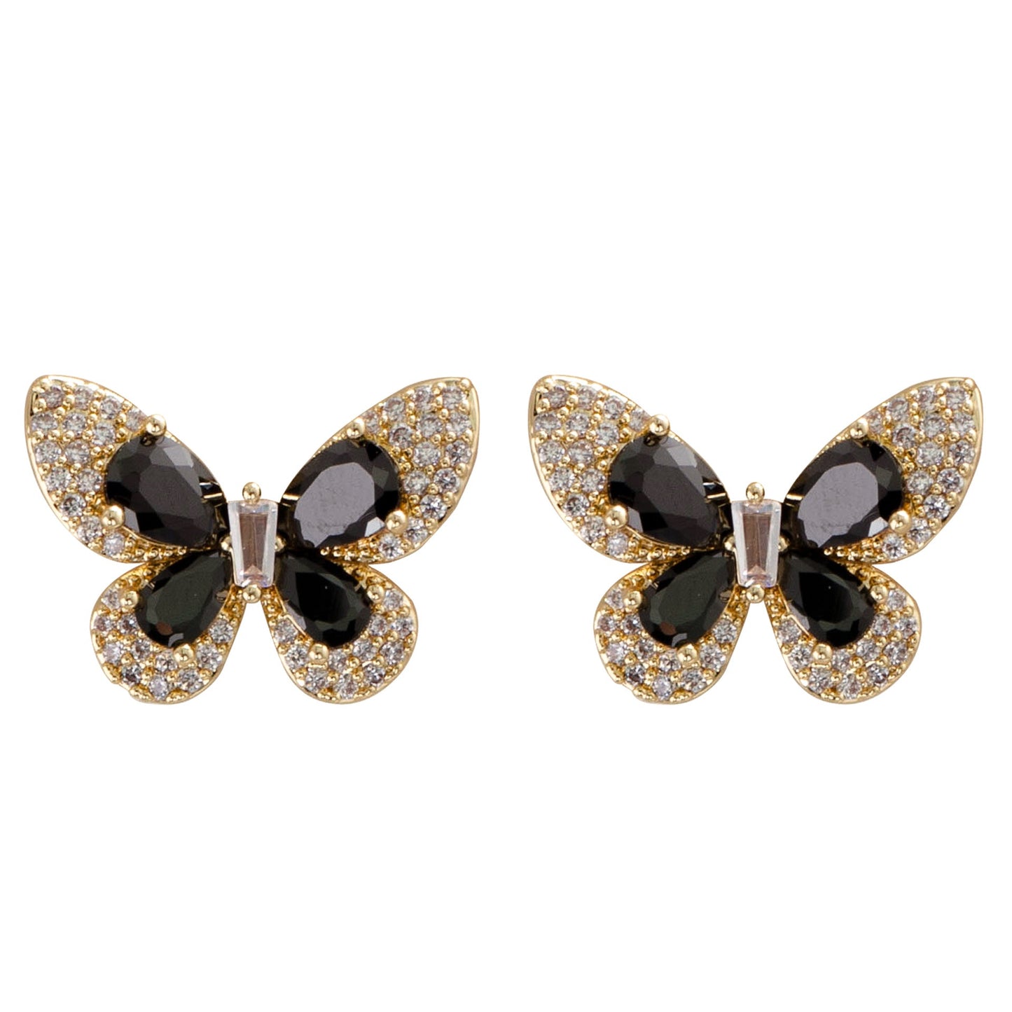 Elegant Butterfly Stud Earrings With Zircon Stones