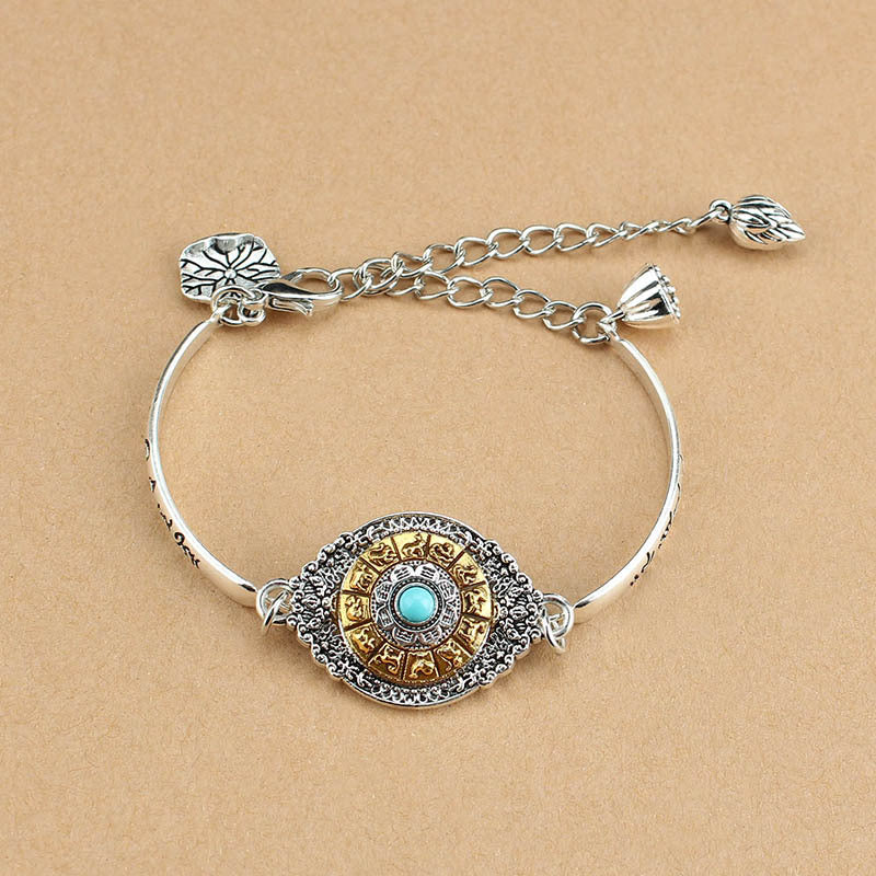 National Style The Eight Trigrams Of Zodiac Sign Rotated The Six Character Mantra Bracelet