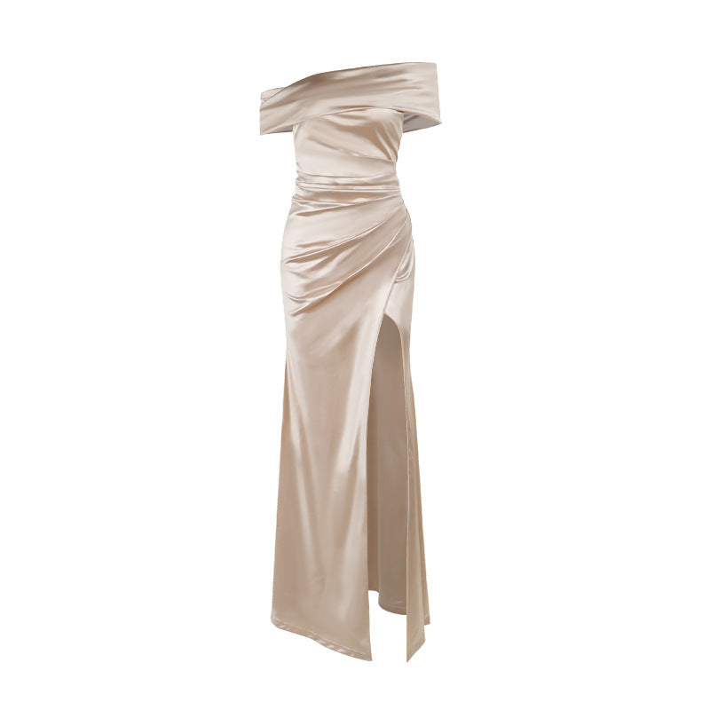 Off-Shoulder Elegant Bodycon Dress with Slit