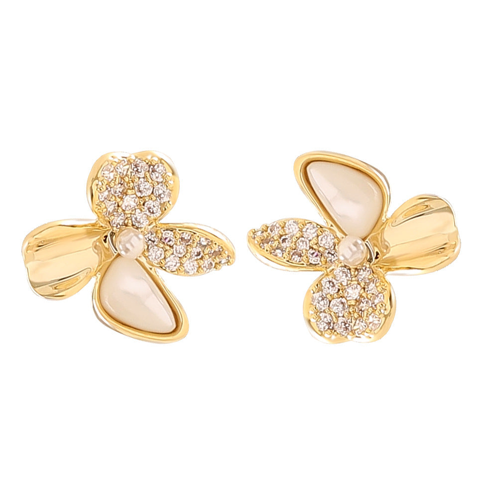 Elegant Shell Butterfly Pearl Earrings With 925 Silver Posts