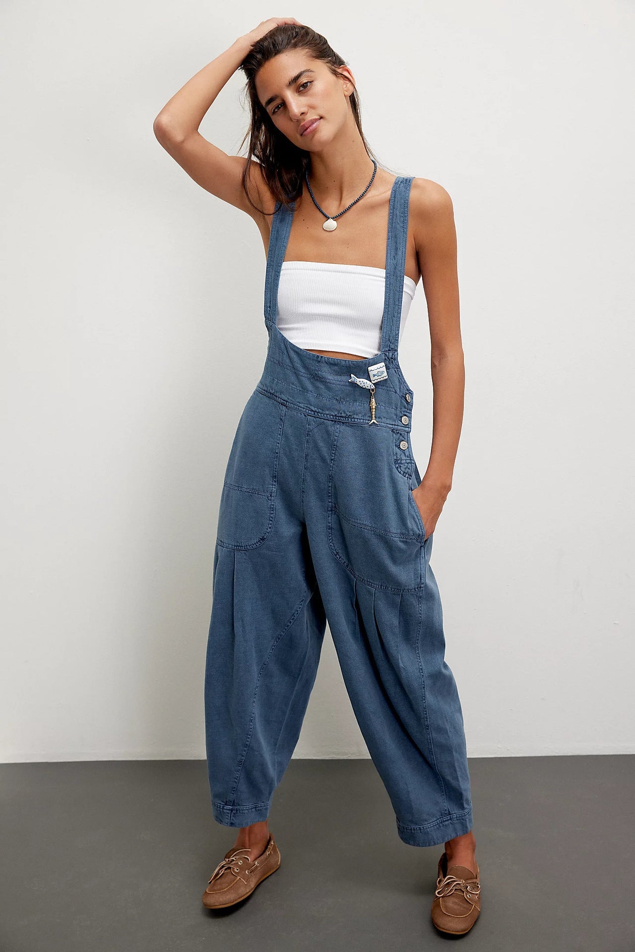 Casual Denim Overalls with Side Pockets