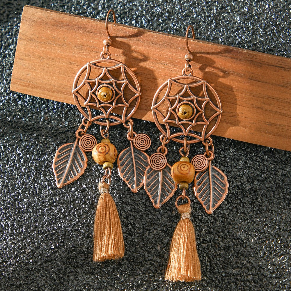 Bohemian Vintage Style Leaf Drop Earrings Stylish Zinc Alloy Jewelry