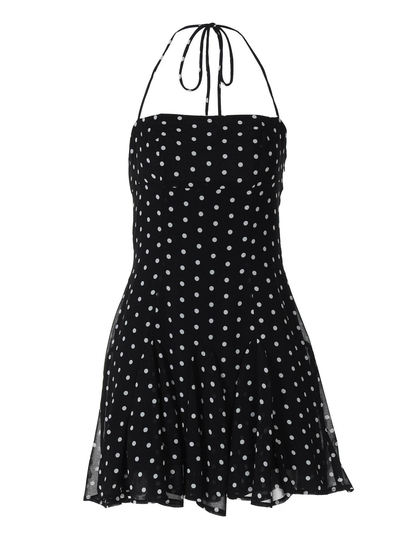 Sweet Heart Neck Polka Dot Pleated Mini Dress