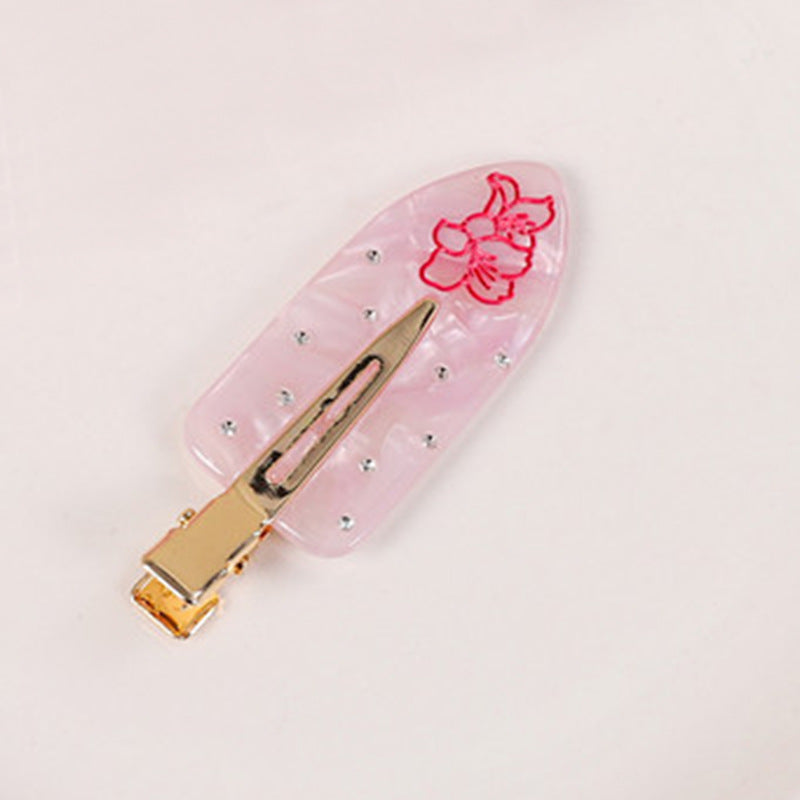 Flower Print Rhinestone Hair Claw Clips