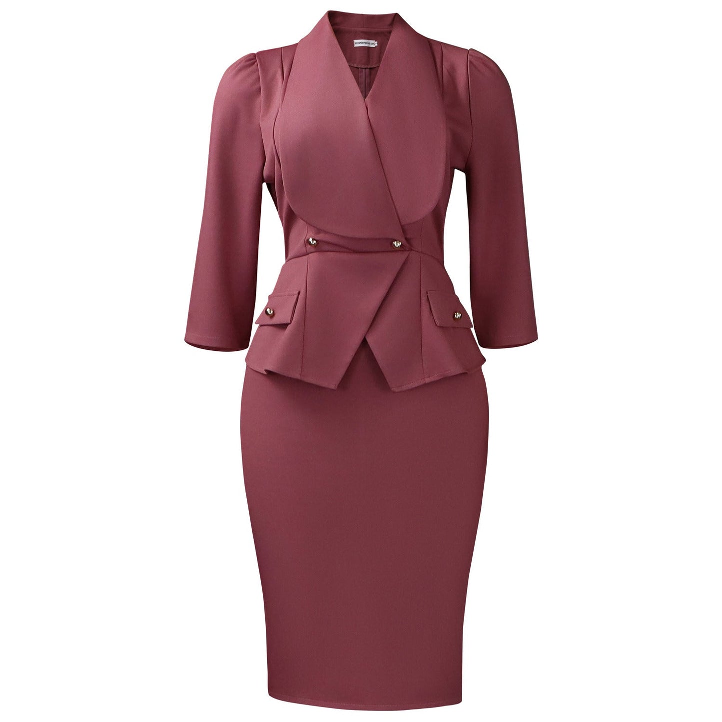 Elegant High Neck Dress With Midi Length