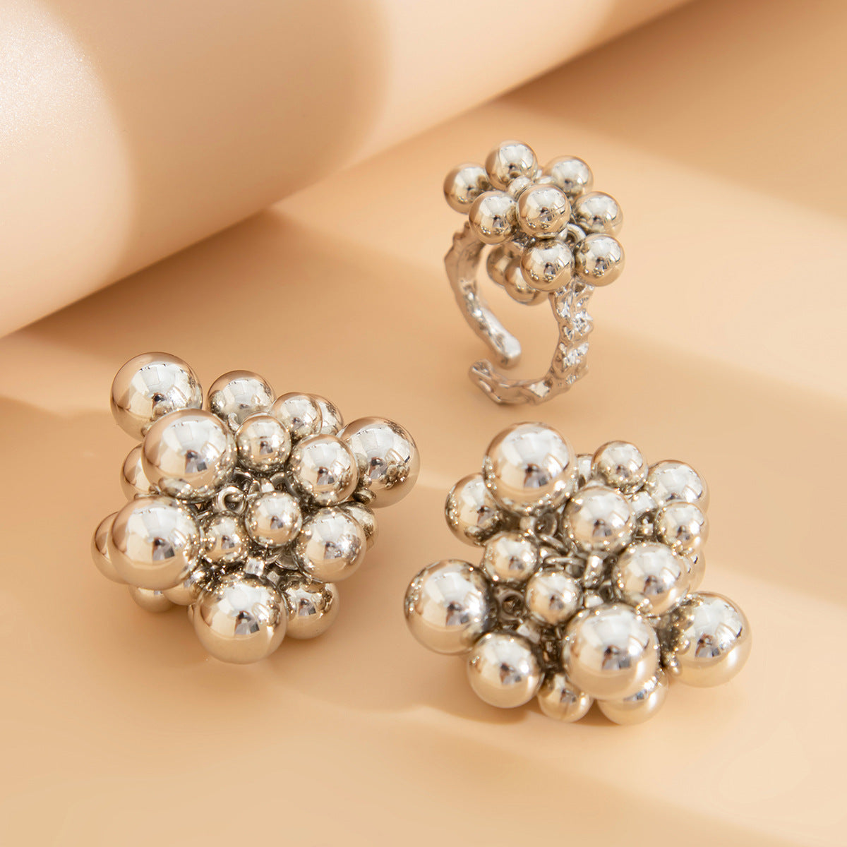 Geometric Metal Bead Earrings Stylish Casual Jewelry