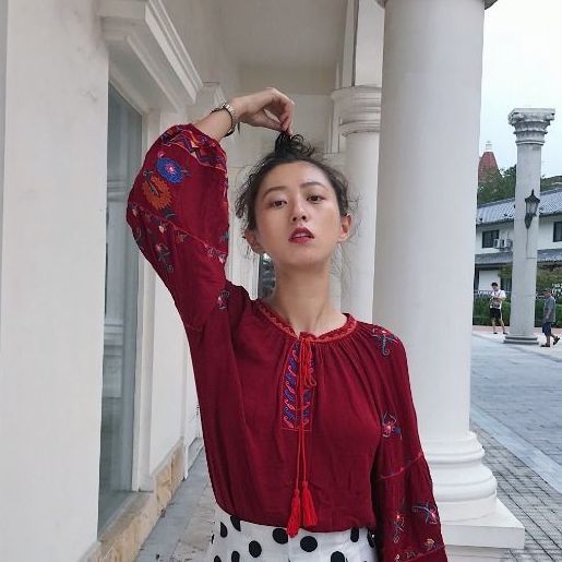 Retro Ethnic Embroidery Exotic Loose Lantern Sleeve Fringed Top