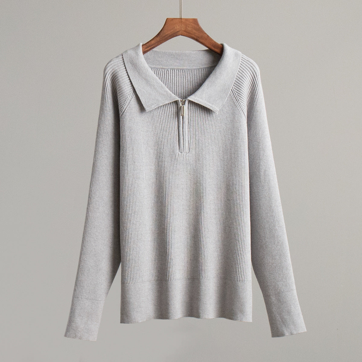 Casual Polo Neck Knitted Sweater Comfortable All-Season Wear