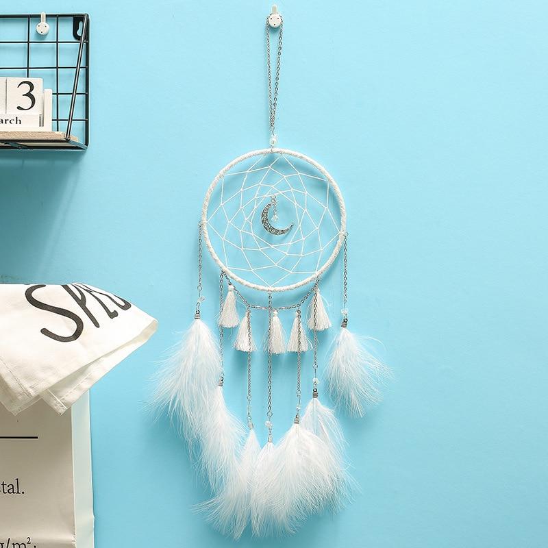 Original Silver Gray Dream Catcher 2 Ring Indian Feather Hanging Art Gifts To Bestie Friends Creative Valentine'S Day Gifts
