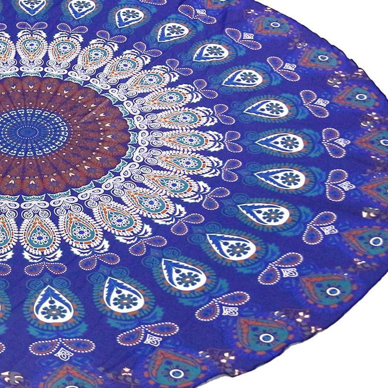 Peacock Tail Printed Fringed Beach Towel Sun Shawl Variety Scarf Yoga Cushion Mat
