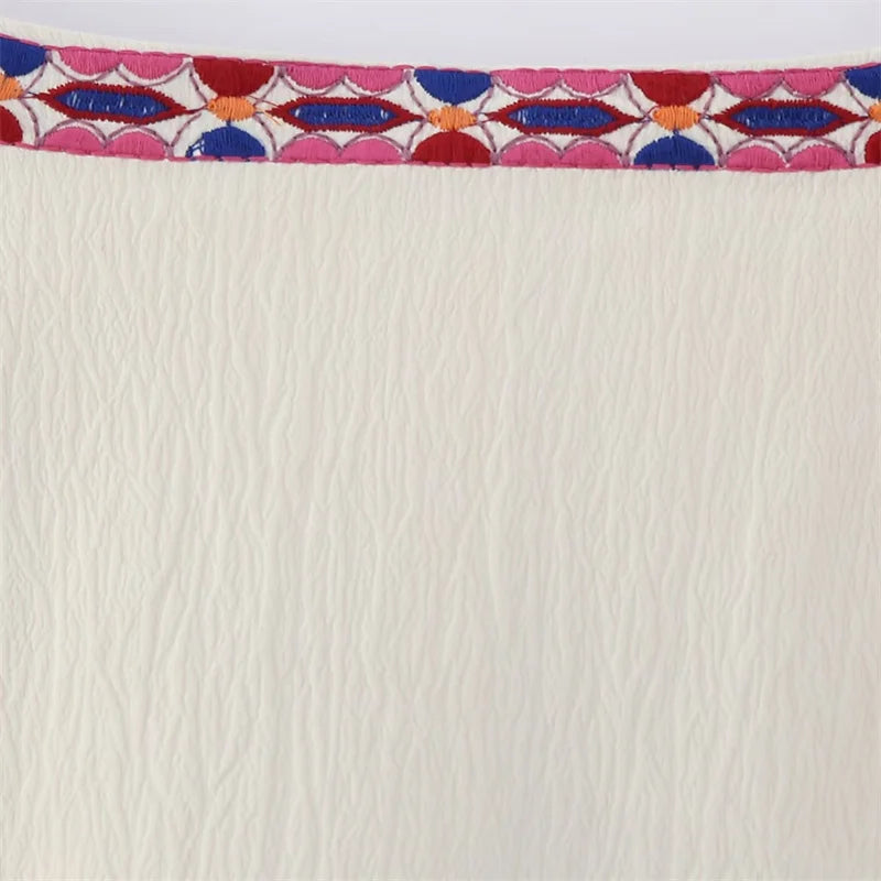 Women Vintage Floral Embroidered Open Waistcoat Ladies National Style Vest Jacket Outfits Casual Vacation Crop Top