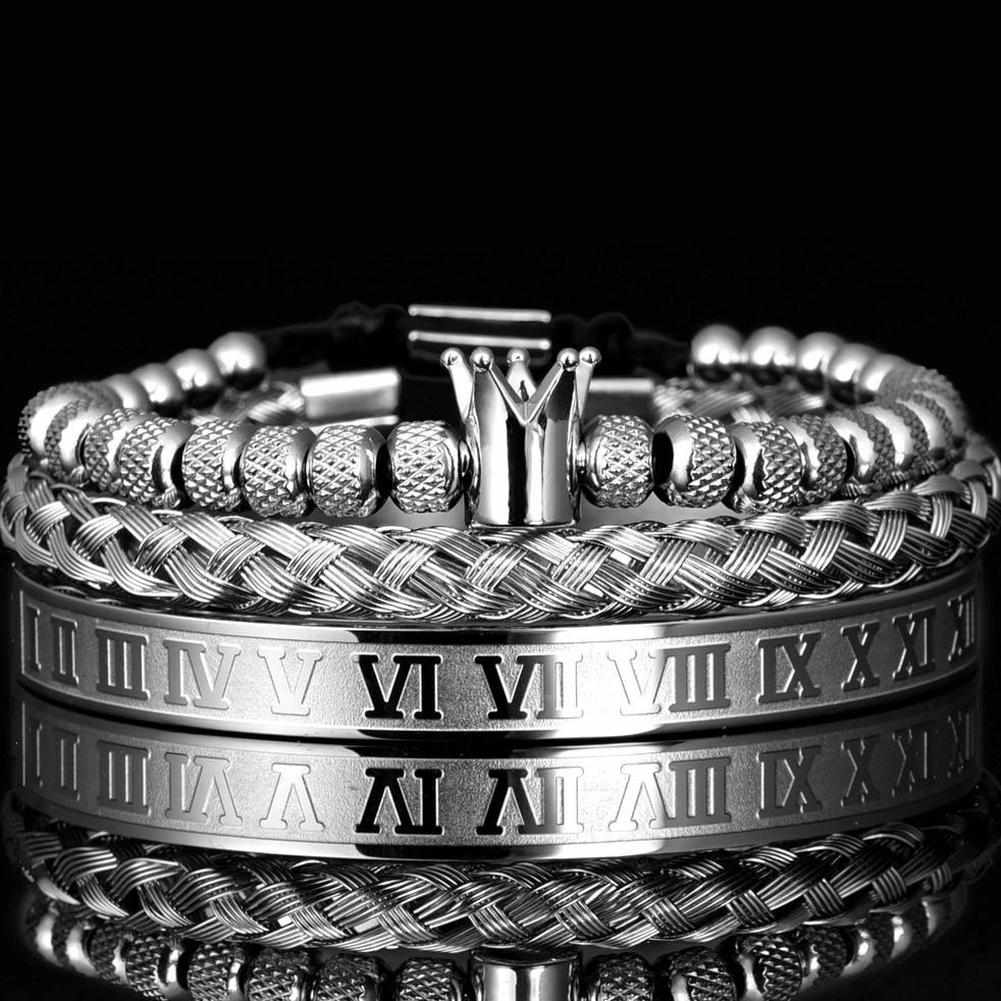 Stainless Steel Royal Bracelet Set (3 Pcs)