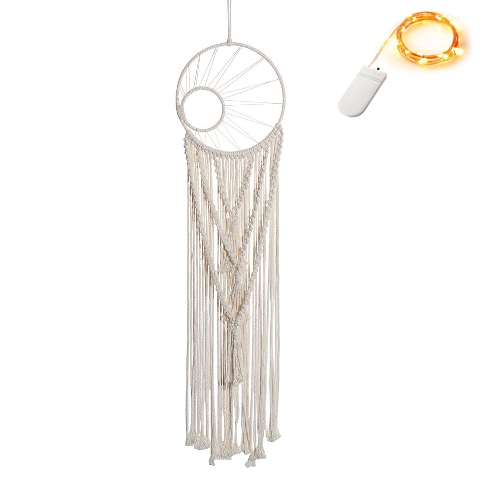 Star Moon Sun Dream Catcher Boho Home Wall Decor Girls Kids Nursery Garden Decoration Outdoor Gifts With Light