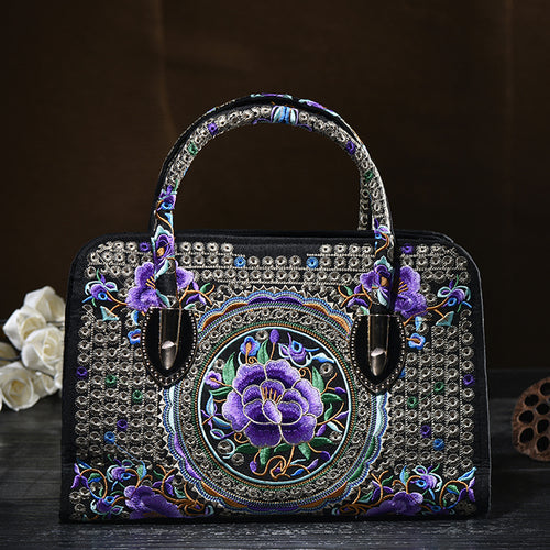 National Style Embroidered Messenger Bag Handbag Single Shoulder Bag Canvas