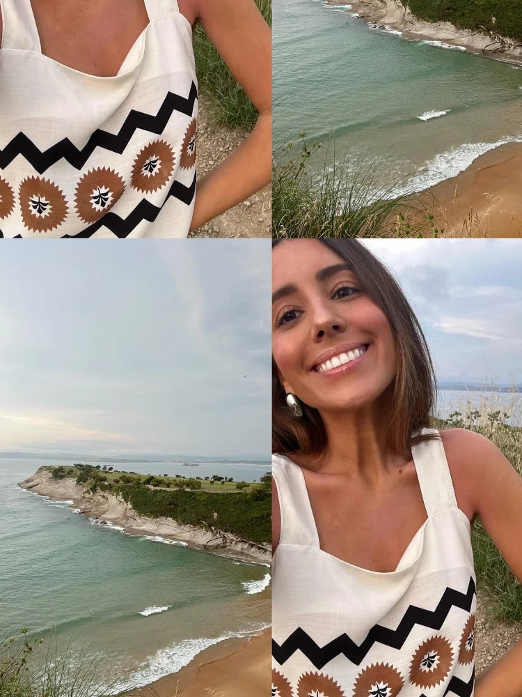 Women'S Fashion Off Shoulder Square Neck Top Set Casual Printed High Waisted Skirt Suits 2024 Summer Lady Beach Vacation Outfits