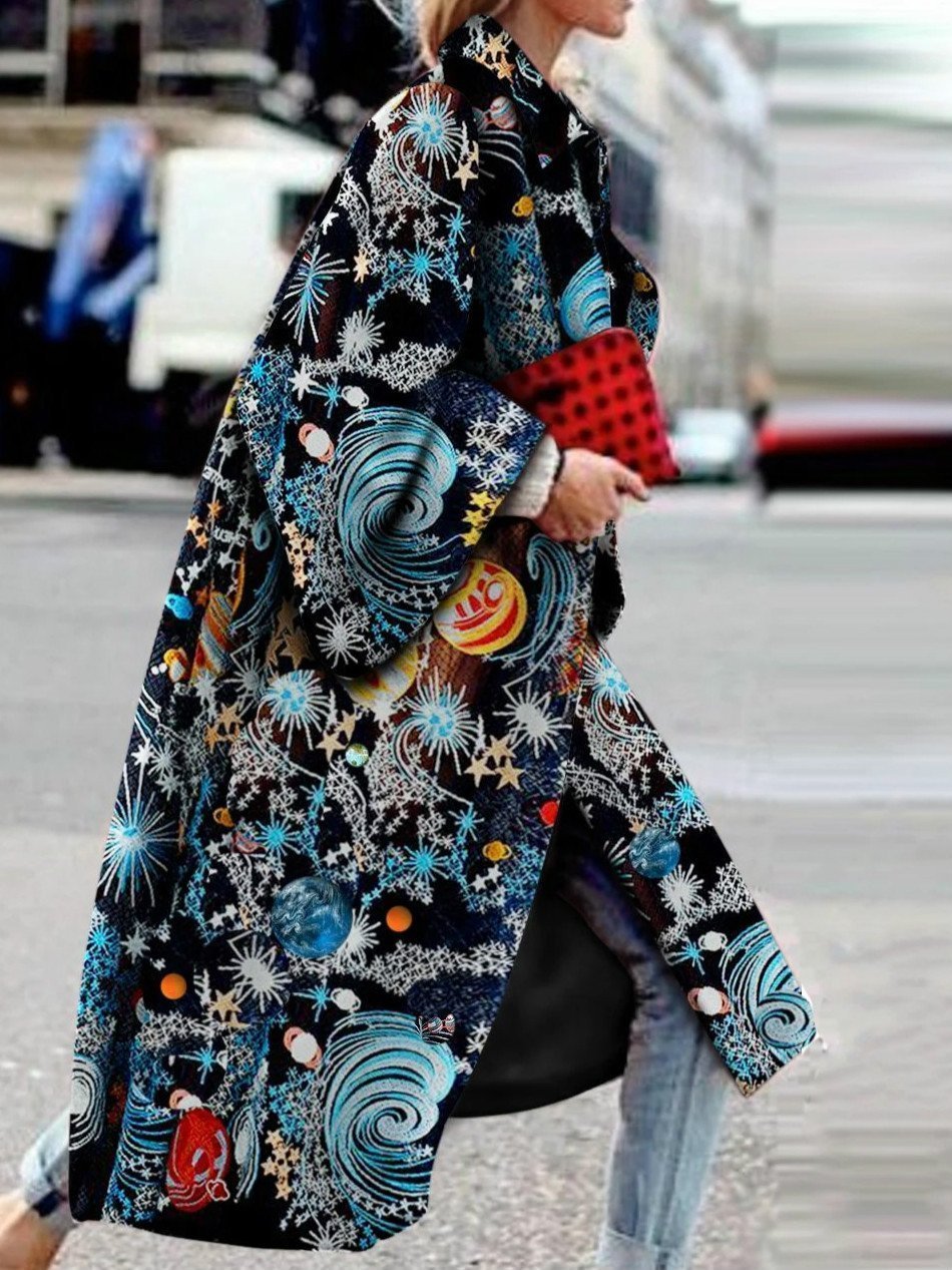 Fashion Star Print Long Sleeve Coat