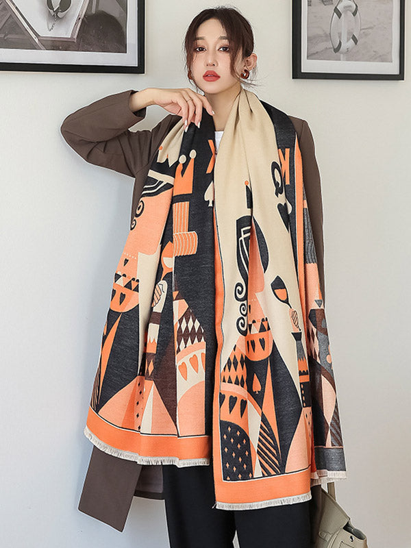 Winter Keep Warm Tasseled Imitated Cashmere Shawl&Scarf