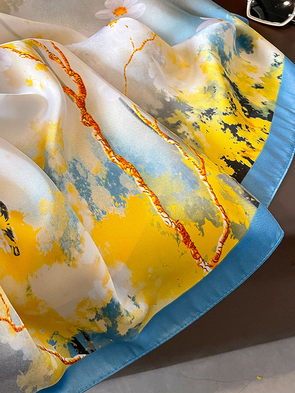 Flower Print Keep Warm Tie-Dyed Scarf
