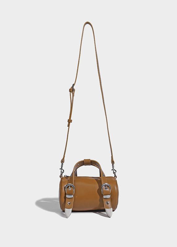 Compact Barrel Crossbody Bag In Durable PU Leather