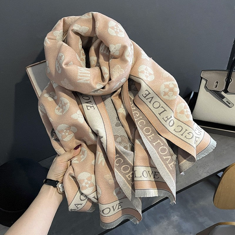 Faux Cashmere Print Fringed Scarf Warm Fashion