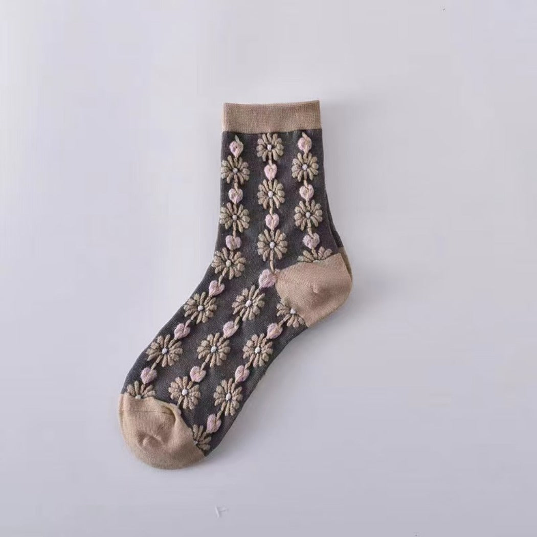 Rufia - Floral Knit Socks - Vintage & Stretchy