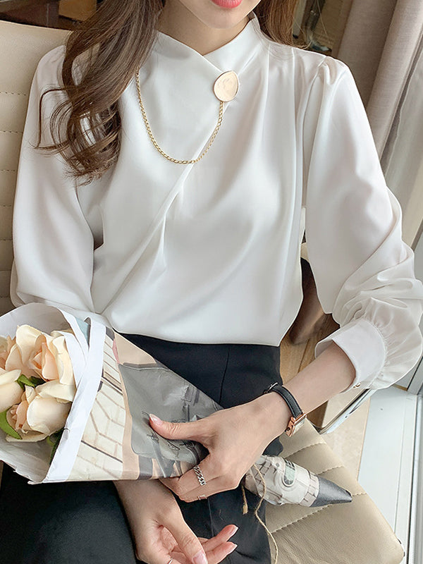 Fashion Solid Color All-Match Long Sleeves Blouses