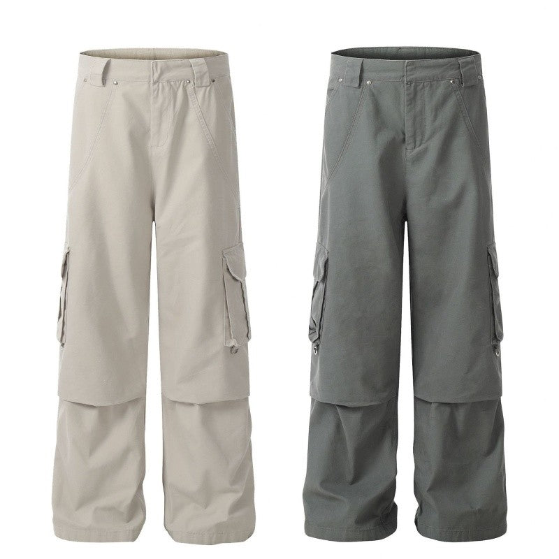 High-Waist Straight Leg Cargo Pants Cotton Loose Fit Women's Casual