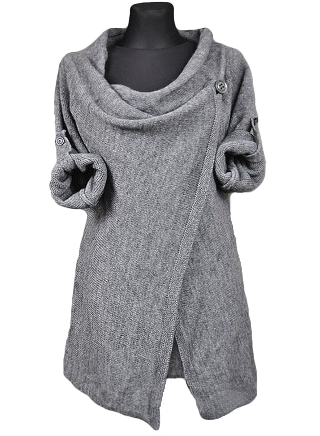 Women S Acrylic Soft Knit Long Sleeve One-Button Wrap Cardigan