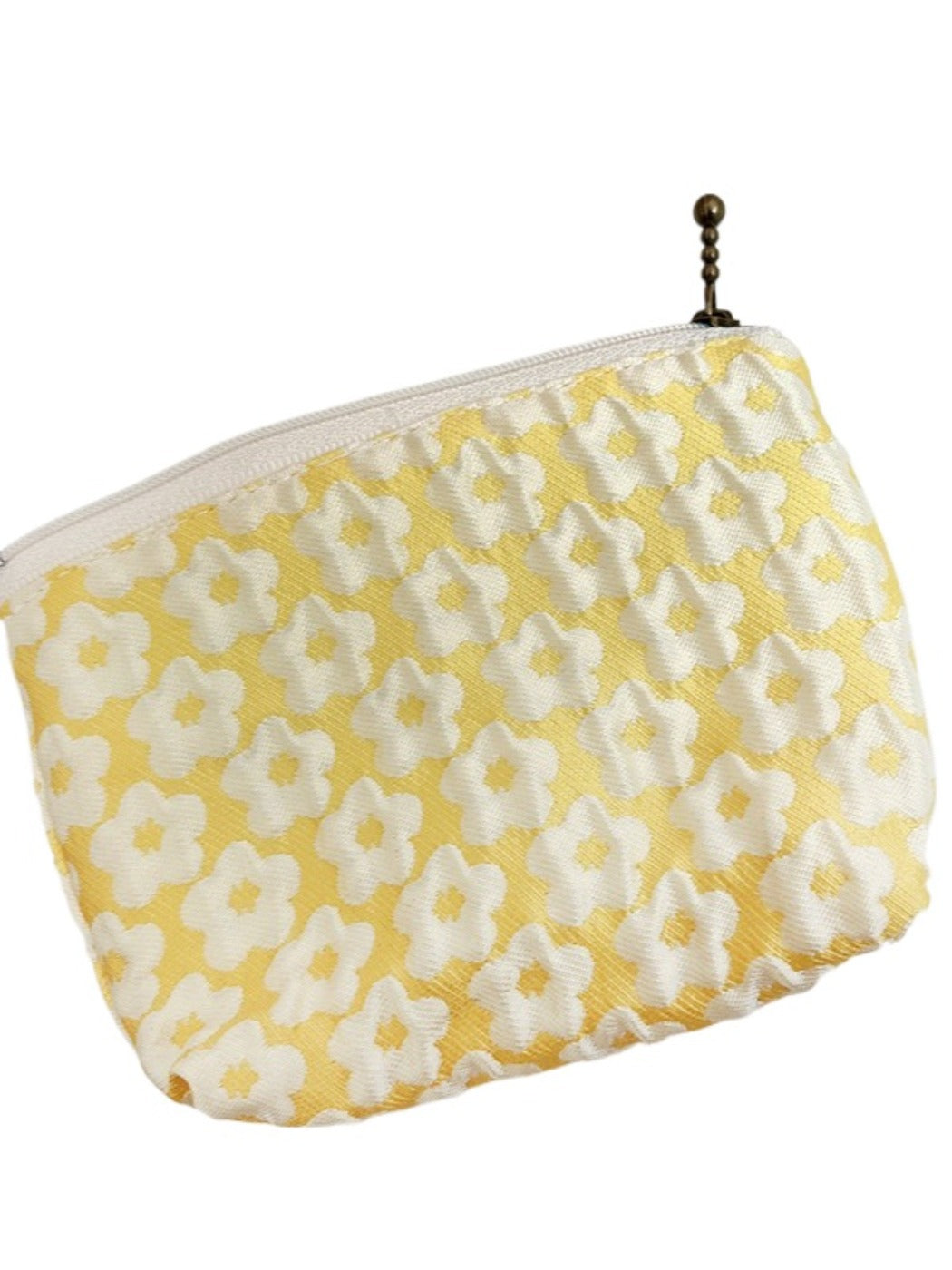 Cosbai - Floral Print Pouch Bag with Zipper - Practical & Lovely
