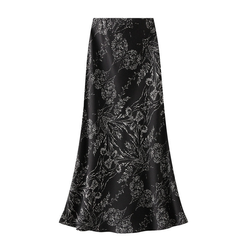 Printed High Waist Long Skirt
