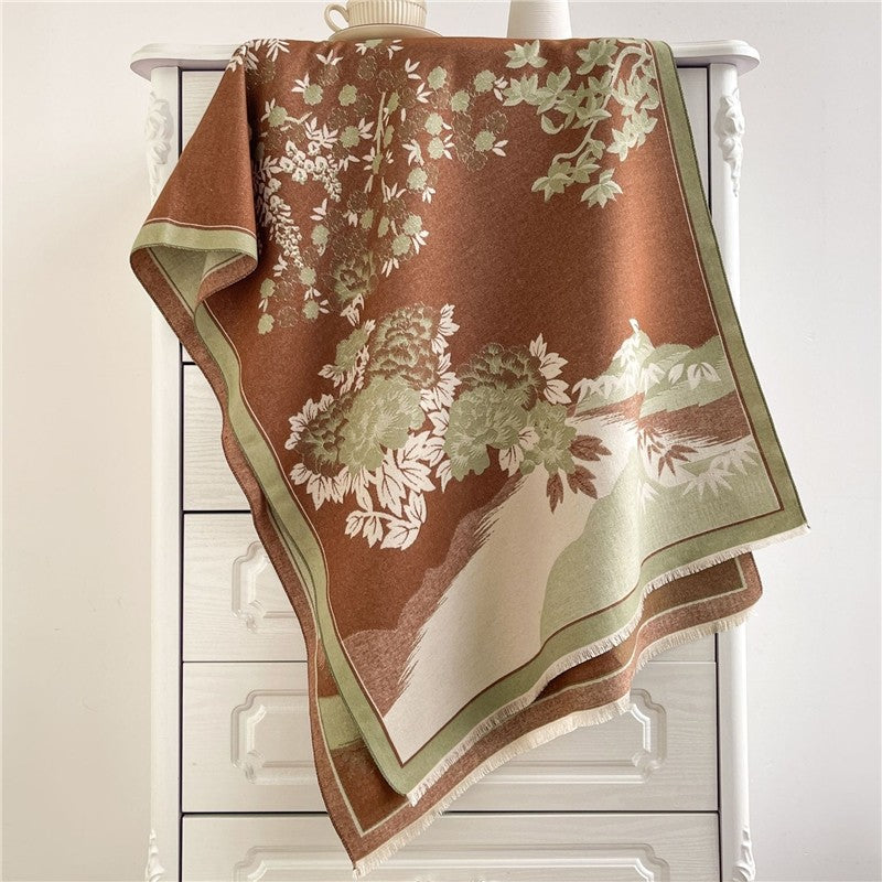 Jacquard Fringed Cashmere-Like Scarf