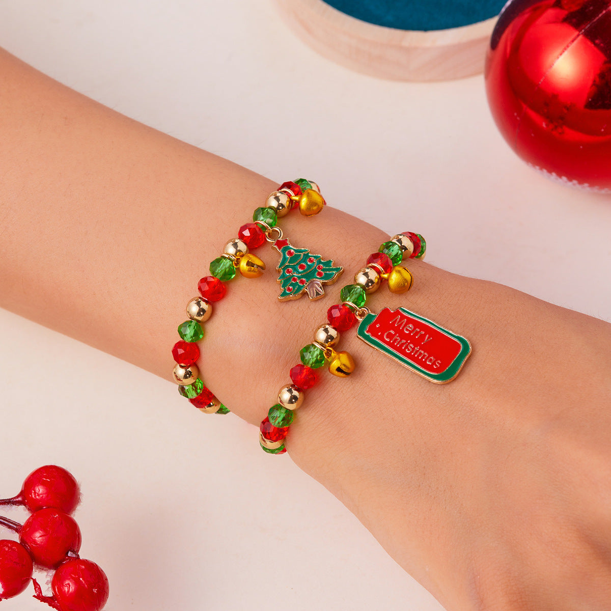 Christmas Crystal Alloy Women Santa Claus Bracelet