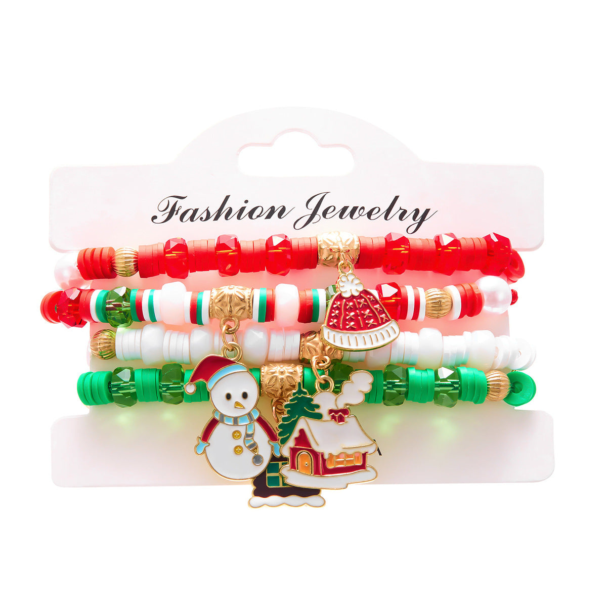 Christmas Women Crystal Glass Soft Pottery Bracelet Set