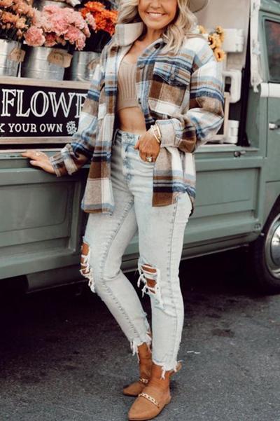 Crash Into Your Heart Plaid Shacket