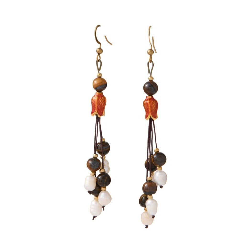 Earwish - Vintage Classic Beaded Long Fringe Earrings - Elegant & Chic