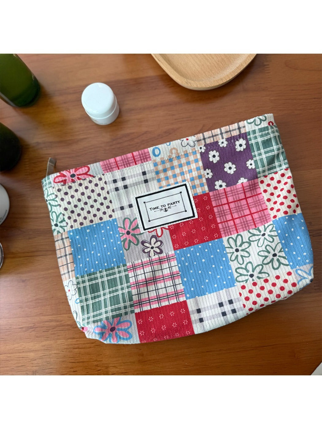 Cosbai - Portable Patchwork Travel Makeup Bag
