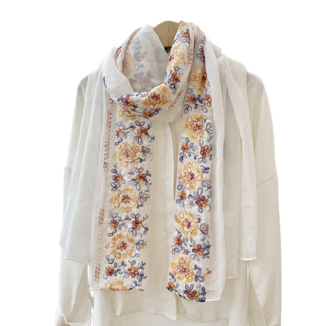Scarvii - Boho Embroidered Floral Scarf - Soft & Charm