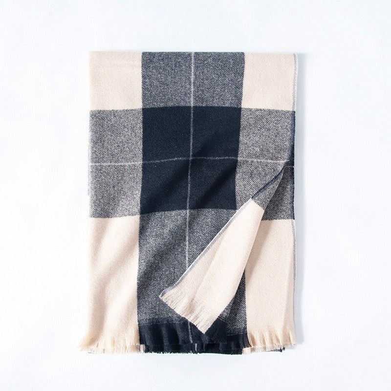 Plaid Fringe Warm Scarf
