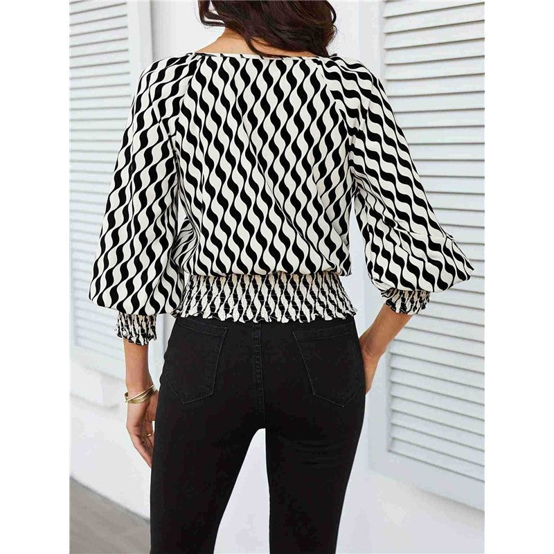 Women's Short Sleeve Color Block Print T-Shirt
