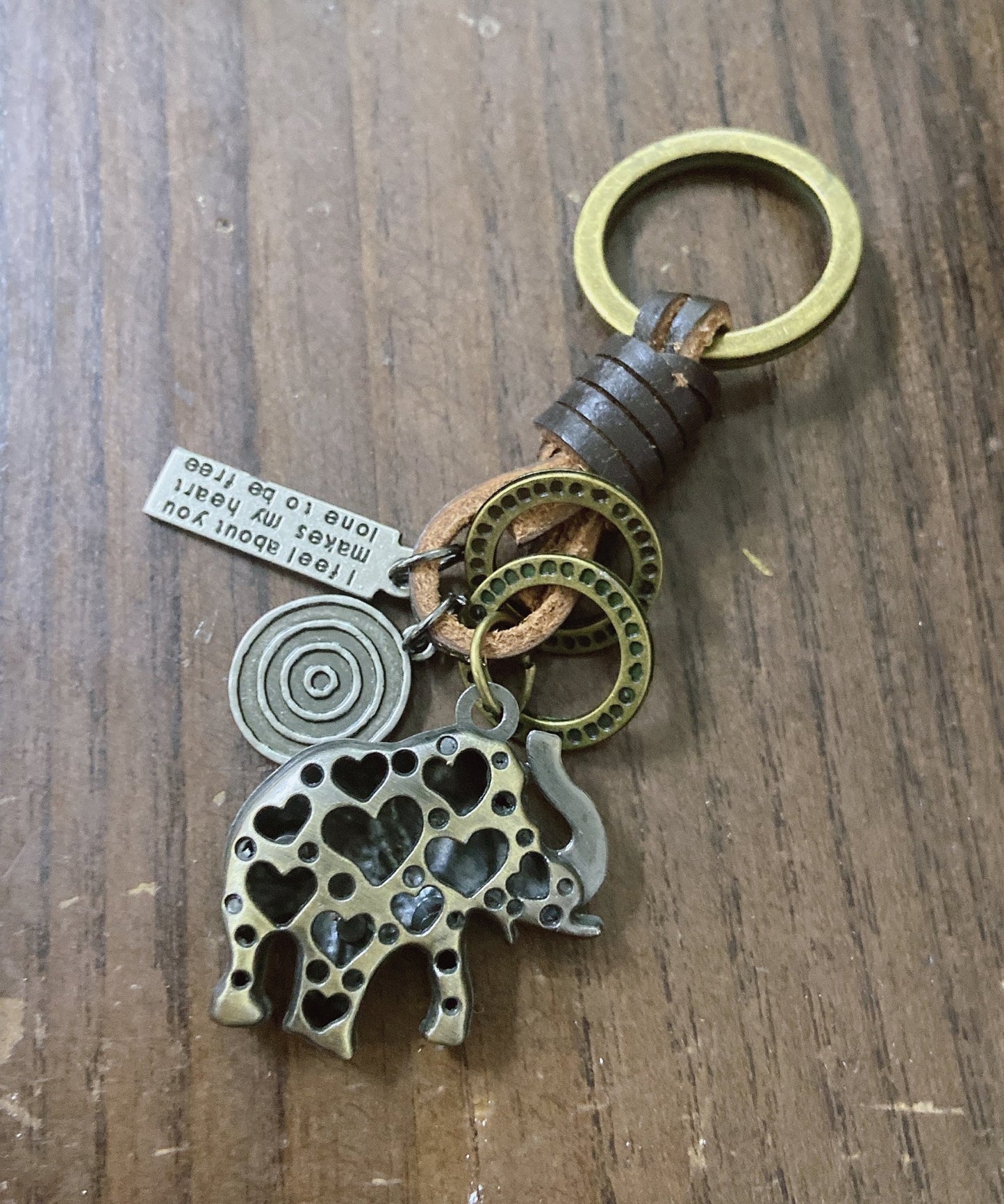 Vintage Hand Woven Cowhide Alloy Little Elephant Keychains