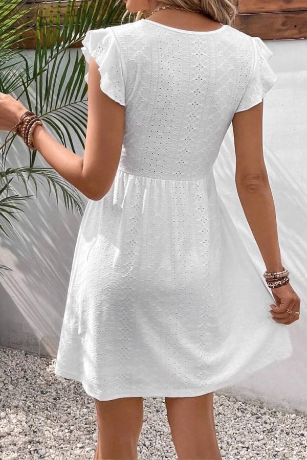 Casual Knit Jacquard Cutout Mini Dress