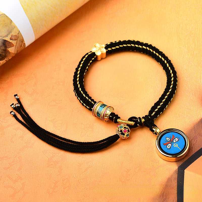 Hand-Painted Thangka Dharma Eye, God Of Wealth Eye, Tibetan Style Handwoven Bracelet