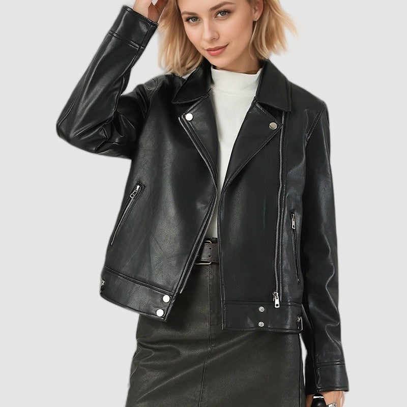 Short Lapel Leather Jacket