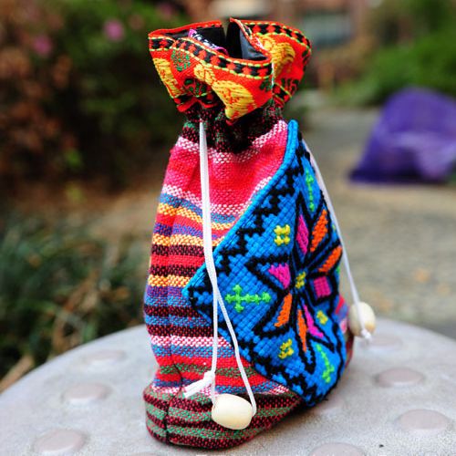 Ethnic Embroidery Bags Hand-Woven Cross-Stitch Mini Slung Bag Mobile Phone Bag Girl