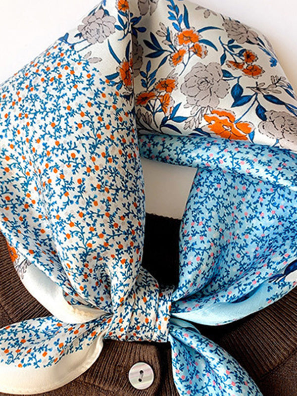 Square Flower Print Scarf