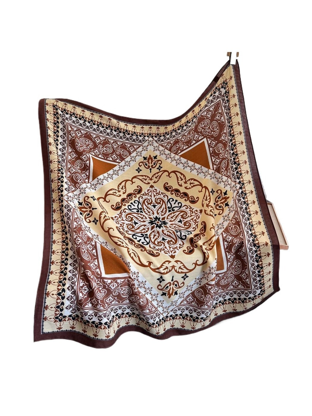 Scarvii - 35'' Vintage Boho Print Square Scarf - Chic & Classic