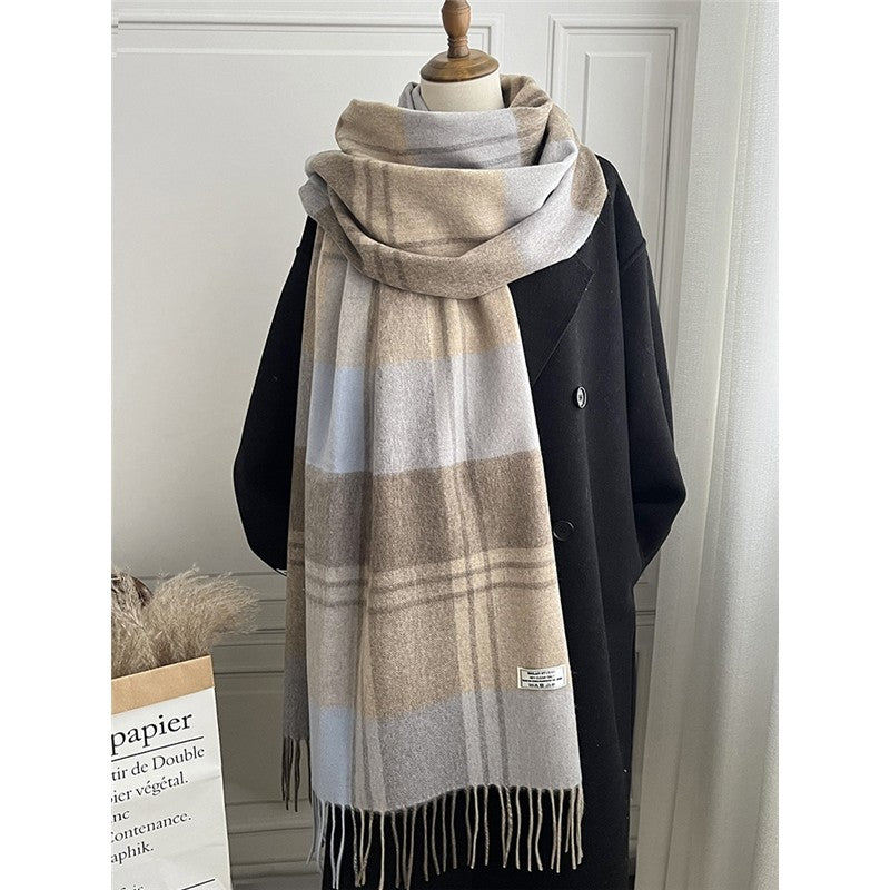 Plaid Fringe Shawl Scarf