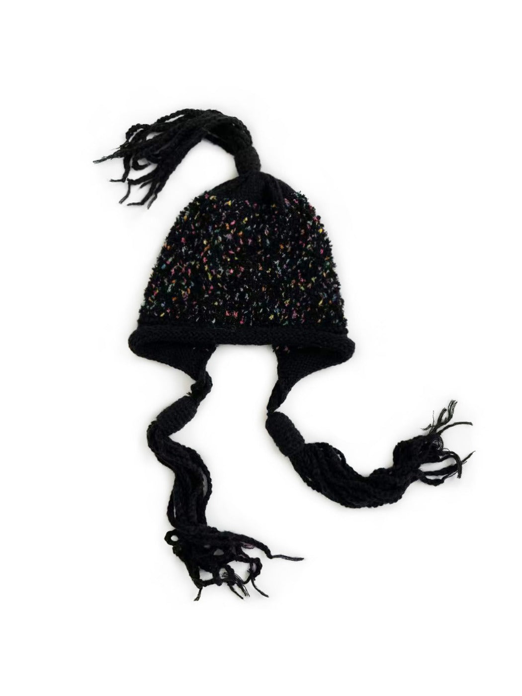 Haila - Winter Knitted Beanie with Tassels & Colorful Speckled Patterns