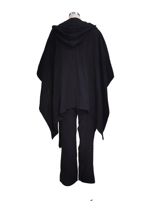 Loose Hooded Solid Color Cardigan Tops&Pants Suits